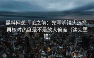 黑料网想评论之前：先写明镜头选择，再核对热度是不是放大偏差（读完更稳）