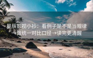 星辰影视小抄：看例子是不是当规律→做统一对比口径→读完更清醒